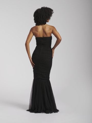 Black tulle long dress