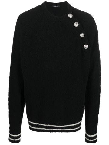 Black striped chunky-knit jumper