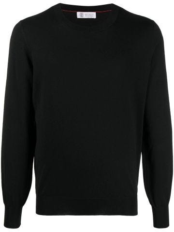 Black crewneck sweater