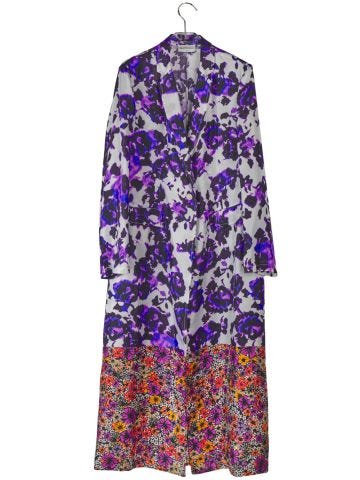 Multicoloured floral contrasting Bongo long coat
