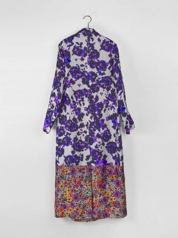 Multicoloured floral contrasting Bongo long coat