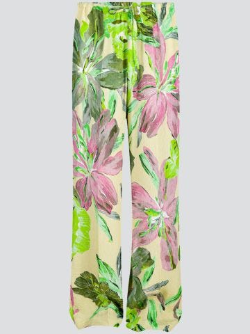 Multicolored pants with all-over flower print