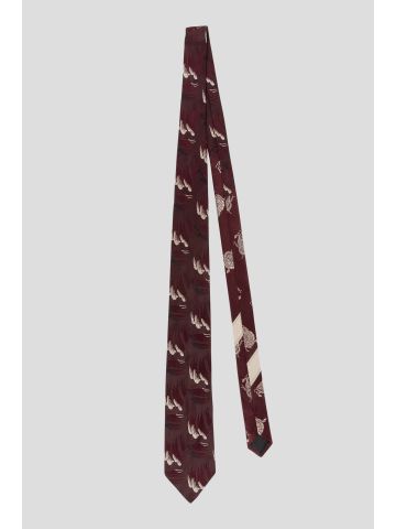 Cravatta bordeaux con stampa astratta
