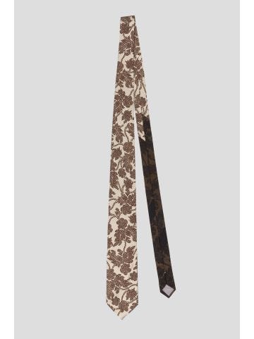 Beige tie with floral print