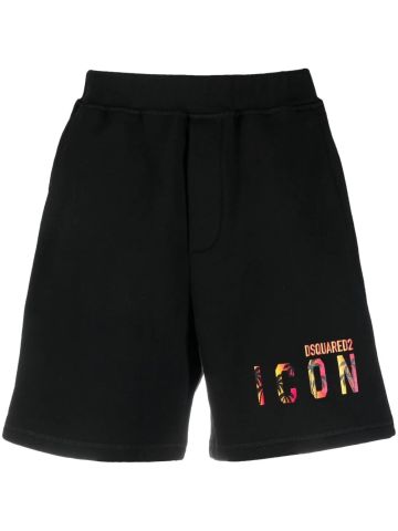 Shorts in tuta neri con stampa logo