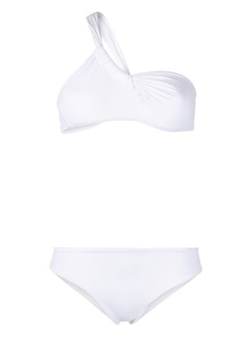 White one-shoulder bikini set