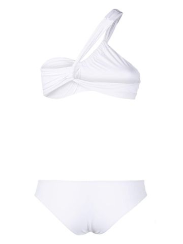 White one-shoulder bikini set