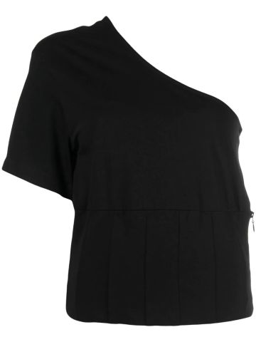 T-shirt nera monospalla