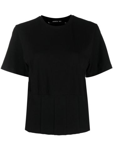 T-shirt nera con inserti plissettati