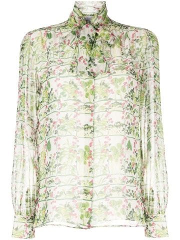 Multicoloured floral silk blouse