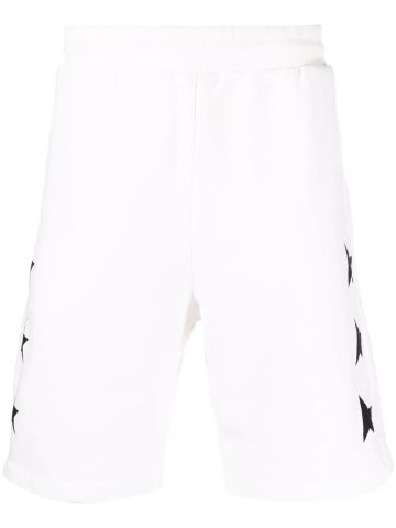 Pantaloni corti sportivi bianchi con stelle laterali