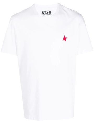 T-shirt bianca con mezza stella rossa