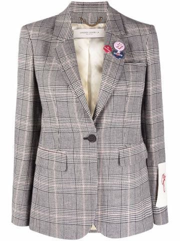 Prince of Wales single-breasted blazer with applique
