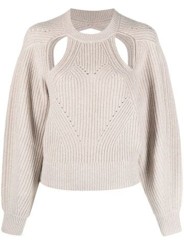Beige palm sweater with cut-out