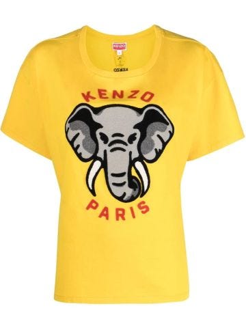 Yellow T-shirt with Elephant embroidery