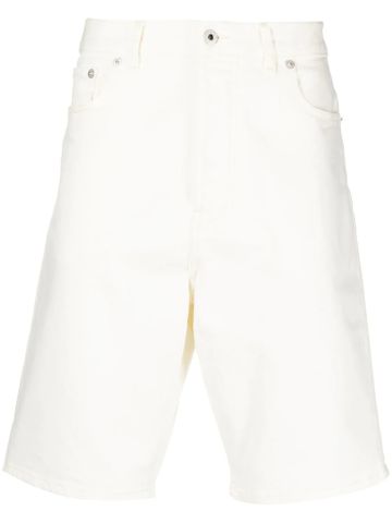 White denim knee-length bermuda shorts