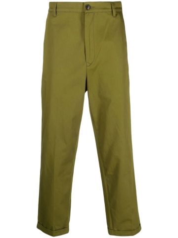 Green crop chino tailored trousers