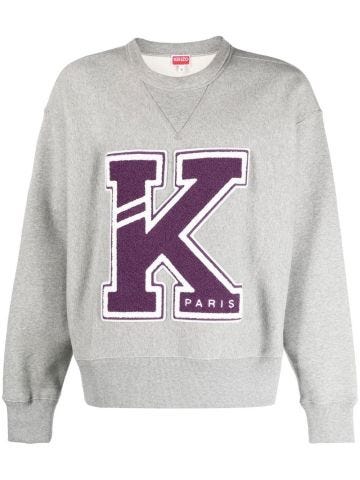 Grey crewneck sweatshirt with K logo