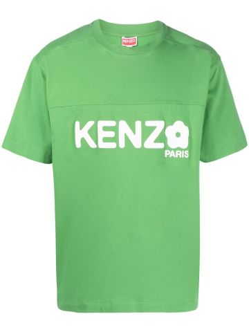 Green T-shirt with Boke Flower print