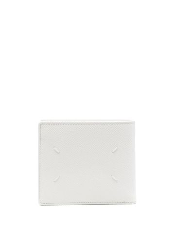 White bi-fold wallet with 4 stitches