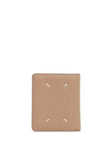 Beige wallet with 4-stitch detail