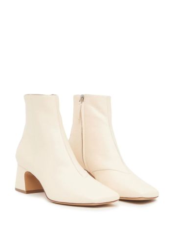 Cream ankle boots with square toe