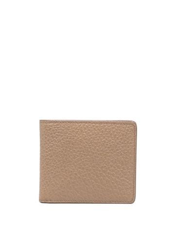 Beige bi-fold wallet with four seams