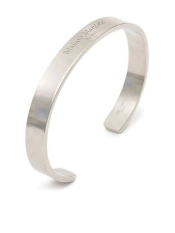 Silver engraved logo rigid bracelet