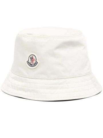 White bucket hat with logo application