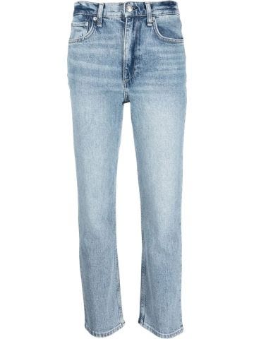 Light blue high-waisted straight jeans Porter