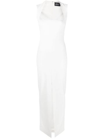 Sofia white long dress with square neckline