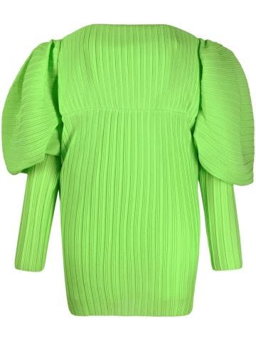 Green short Skye dress with pleats