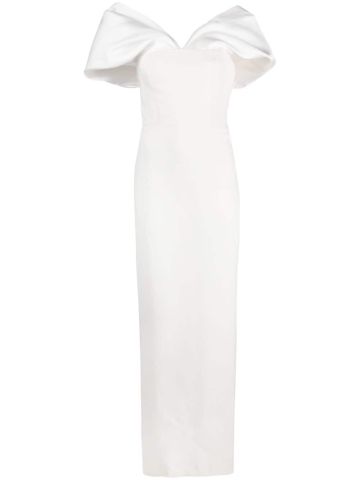 White Dakota long dress with bare shoulders