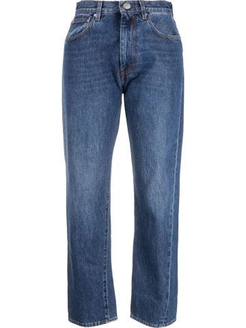 Navy blue straight crop jeans