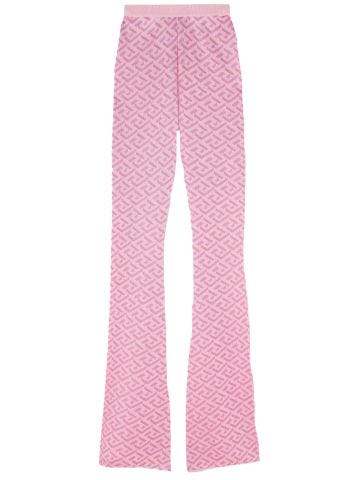 Pantaloni jacquard rosa svasati La Greca