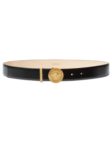 Black Medusa biggie belt with gold buckle