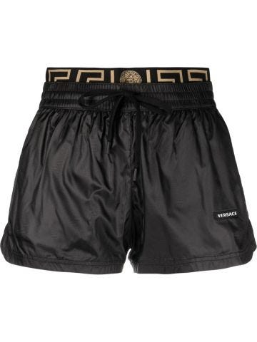 Black high-waisted sports shorts
