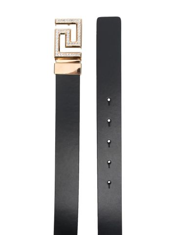 Reversible belt with black Greek buckle