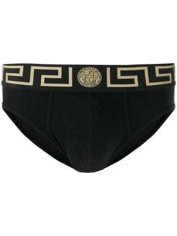 Black underwear briefs with Medusa logo