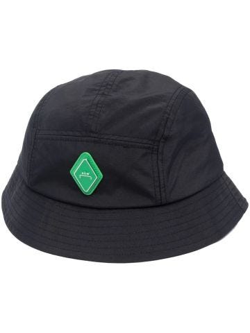 Black bucket hat with application
