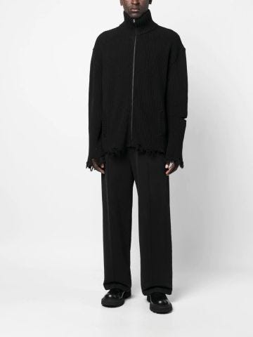 Black worn-effect cardigan