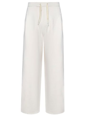 White sports trousers with drawstring