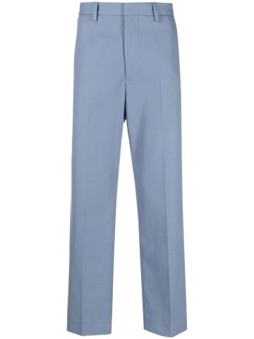 Tailored high-waisted indigo trousers