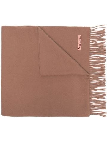 Brown scarf with fringes