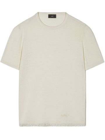 T-shirt  in maglia di lino bianca