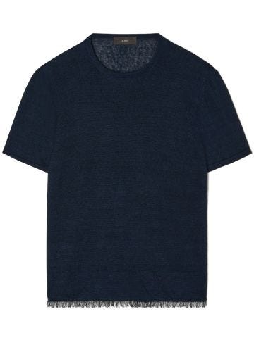 T-shirt in maglia di lino blu