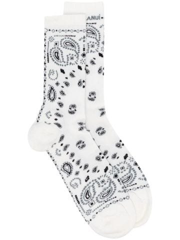 White socks with paisley print