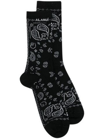 Black paisley print socks