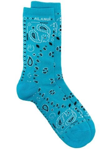Light blue socks with paisley print