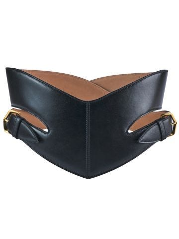 Cintura bustier nera con cinghie incrociate